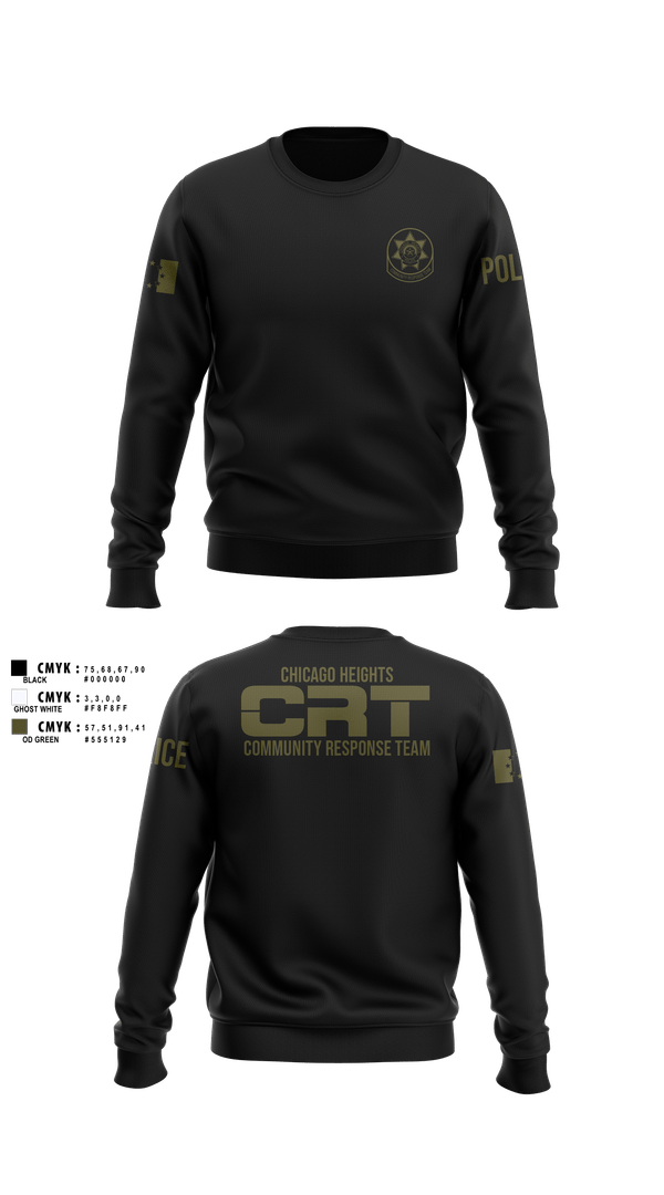 Crew Neck Sweatshirt, Chicago Heights Community Response Team, Police, Teamtime, Team time, sublimation, custom sports apparel, team uniforms, spirit wear, spiritwear, sports uniforms, custom shirts, team store, custom team store, fundraiser sports, apparel fundraiser