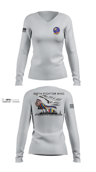 Womens Long Sleeve Vneck Shirt, 219th Engineering Installations Squdron219th Engineering Installations Squdron, National Guard, Teamtime, Team time, sublimation, custom sports apparel, team uniforms, spirit wear, spiritwear, sports uniforms, custom shirts, team store, custom team store, fundraiser sports, apparel fundraiser