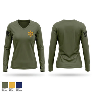Womens Long Sleeve Vneck Shirt, Pickens County Sheriff’s Office, Police, Teamtime, Team time, sublimation, custom sports apparel, team uniforms, spirit wear, spiritwear, sports uniforms, custom shirts, team store, custom team store, fundraiser sports, apparel fundraiser