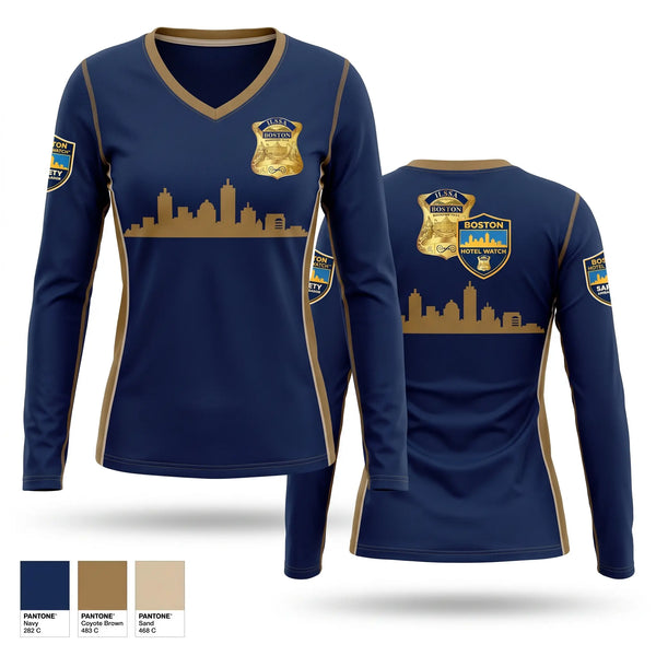 Womens Long Sleeve Vneck Shirt, ILSSA Boston, , Teamtime, Team time, sublimation, custom sports apparel, team uniforms, spirit wear, spiritwear, sports uniforms, custom shirts, team store, custom team store, fundraiser sports, apparel fundraiser