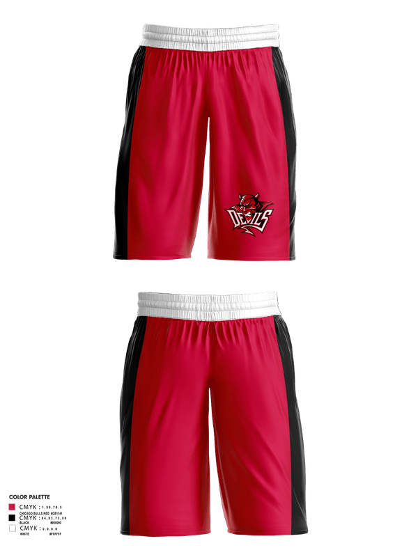 Womens Basketball Shorts, Red Springs Red Devils, Women's Basketball, Teamtime, Team time, sublimation, custom sports apparel, team uniforms, spirit wear, spiritwear, sports uniforms, custom shirts, team store, custom team store, fundraiser sports, apparel fundraiser