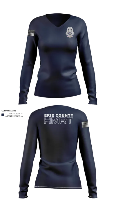 Erie County HMRT 65867746 Women's Long Sleeve V-neck Shirt - 22
