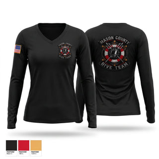 Womens Long Sleeve Vneck Shirt, Mason County Sheriffs Office Dive Team, Police, Teamtime, Team time, sublimation, custom sports apparel, team uniforms, spirit wear, spiritwear, sports uniforms, custom shirts, team store, custom team store, fundraiser sports, apparel fundraiser