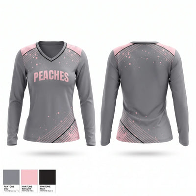 Peaches Women's Long Sleeve V-neck Shirt - 1