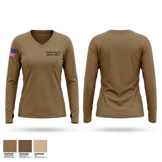 Womens Long Sleeve Vneck Shirt, Yoakum County Sheriff’s Office, Police, Teamtime, Team time, sublimation, custom sports apparel, team uniforms, spirit wear, spiritwear, sports uniforms, custom shirts, team store, custom team store, fundraiser sports, apparel fundraiser