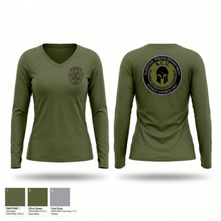Womens Long Sleeve Vneck Shirt, Glenpool Street Crimes Unit, Police, Teamtime, Team time, sublimation, custom sports apparel, team uniforms, spirit wear, spiritwear, sports uniforms, custom shirts, team store, custom team store, fundraiser sports, apparel fundraiser