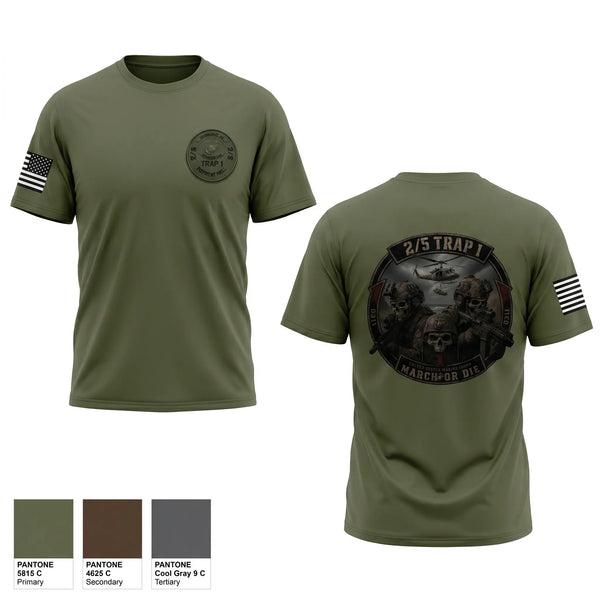 Old School Cotton Feel Shirt, 2/5 TRAP 1, Marines, Teamtime, Team time, sublimation, custom sports apparel, team uniforms, spirit wear, spiritwear, sports uniforms, custom shirts, team store, custom team store, fundraiser sports, apparel fundraiser
