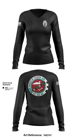 Womens Long Sleeve Vneck Shirt, Tesuque Police, Police, Teamtime, Team time, sublimation, custom sports apparel, team uniforms, spirit wear, spiritwear, sports uniforms, custom shirts, team store, custom team store, fundraiser sports, apparel fundraiser