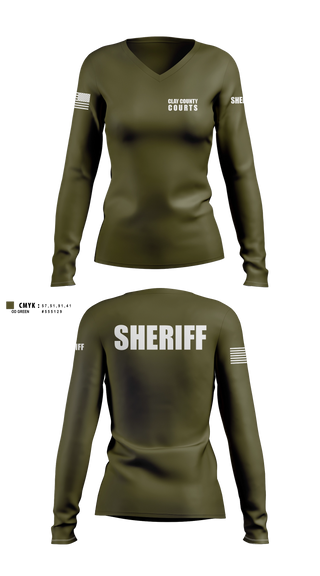 Womens Long Sleeve Vneck Shirt, Clay County Courts, Police, Teamtime, Team time, sublimation, custom sports apparel, team uniforms, spirit wear, spiritwear, sports uniforms, custom shirts, team store, custom team store, fundraiser sports, apparel fundraiser