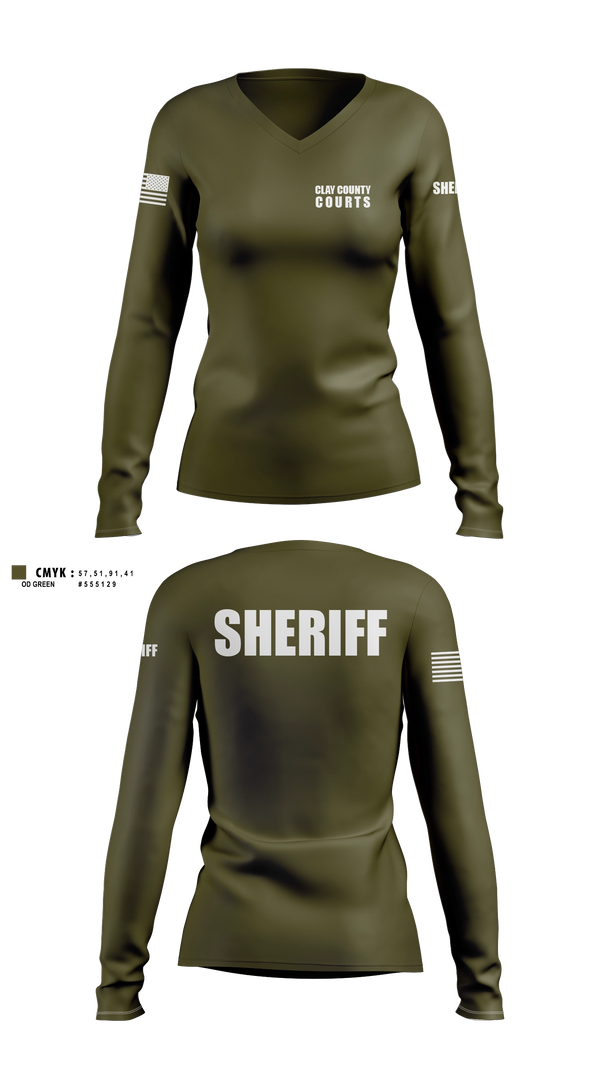 Womens Long Sleeve Vneck Shirt, Clay County Courts, Police, Teamtime, Team time, sublimation, custom sports apparel, team uniforms, spirit wear, spiritwear, sports uniforms, custom shirts, team store, custom team store, fundraiser sports, apparel fundraiser