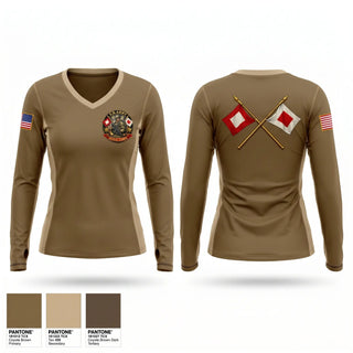 Womens Long Sleeve Vneck Shirt, 163d IEW Signal Corps, Army, Teamtime, Team time, sublimation, custom sports apparel, team uniforms, spirit wear, spiritwear, sports uniforms, custom shirts, team store, custom team store, fundraiser sports, apparel fundraiser