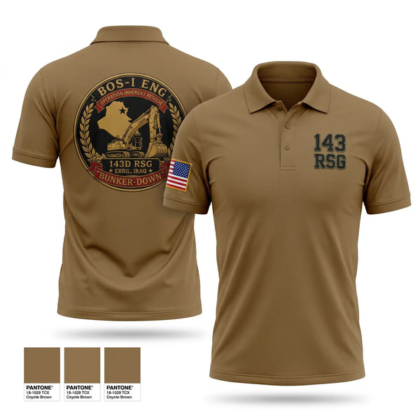 Short Sleeve Performance Polo, 143rd RSG, National Guard, Teamtime, Team time, sublimation, custom sports apparel, team uniforms, spirit wear, spiritwear, sports uniforms, custom shirts, team store, custom team store, fundraiser sports, apparel fundraiser
