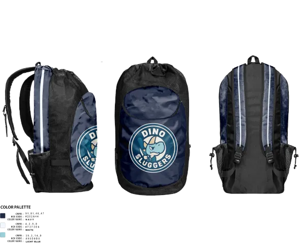 Gear Bag, Dino Sluggers, Baseball, Teamtime, Team time, sublimation, custom sports apparel, team uniforms, spirit wear, spiritwear, sports uniforms, custom shirts, team store, custom team store, fundraiser sports, apparel fundraiser