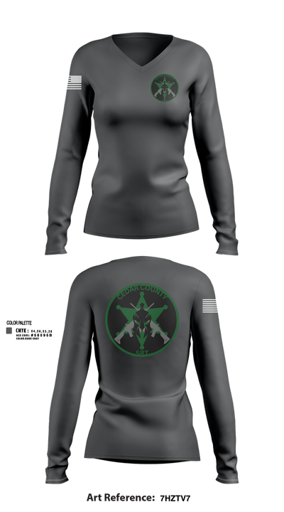 CEDAR COUNTY SRT 26939757 Women's Long Sleeve V-neck Shirt - 2