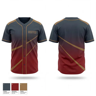 Full Button Baseball Jersey, ROOTED, Baseball, Teamtime, Team time, sublimation, custom sports apparel, team uniforms, spirit wear, spiritwear, sports uniforms, custom shirts, team store, custom team store, fundraiser sports, apparel fundraiser