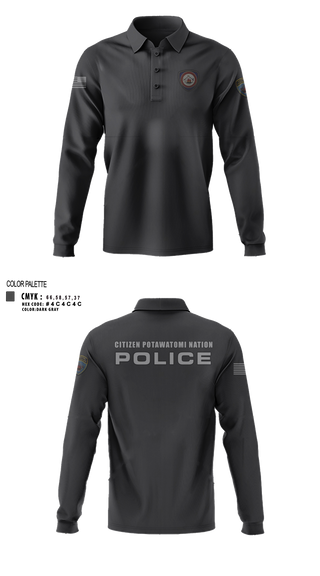 Long Sleeve Performance Polo, Citizen Pottawatomie nation Police Department, Police, Teamtime, Team time, sublimation, custom sports apparel, team uniforms, spirit wear, spiritwear, sports uniforms, custom shirts, team store, custom team store, fundraiser sports, apparel fundraiser