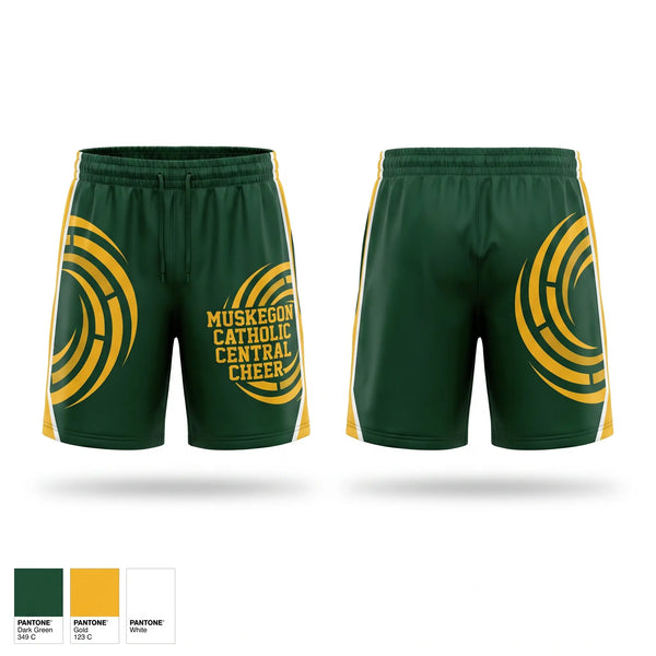 Athletic Shorts With Pockets, Muskegon Catholic Central Cheer, Cheer, Teamtime, Team time, sublimation, custom sports apparel, team uniforms, spirit wear, spiritwear, sports uniforms, custom shirts, team store, custom team store, fundraiser sports, apparel fundraiser