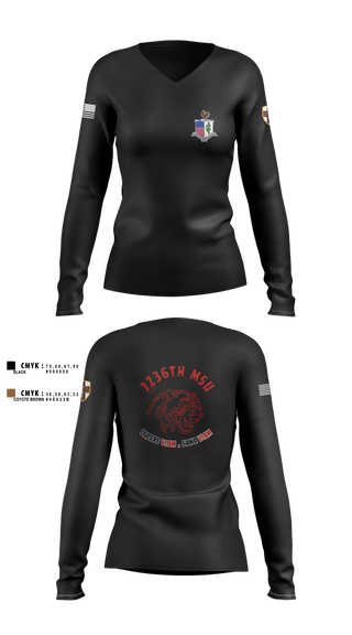 Womens Long Sleeve Vneck Shirt, 7236 Medical Support Unit, Army, Teamtime, Team time, sublimation, custom sports apparel, team uniforms, spirit wear, spiritwear, sports uniforms, custom shirts, team store, custom team store, fundraiser sports, apparel fundraiser