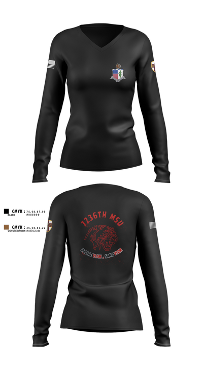 7236 Medical Support Unit 23700208 Women's Long Sleeve V-neck Shirt - 1