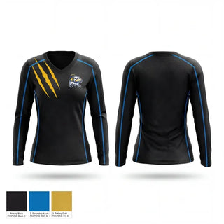Womens Long Sleeve Vneck Shirt, HHS Eagles Esports, E-Sports, Teamtime, Team time, sublimation, custom sports apparel, team uniforms, spirit wear, spiritwear, sports uniforms, custom shirts, team store, custom team store, fundraiser sports, apparel fundraiser