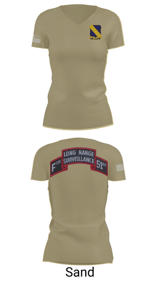 Womens Short Sleeve Vneck Shirt, Fco 51st infantry LRSU, , Teamtime, Team time, sublimation, custom sports apparel, team uniforms, spirit wear, spiritwear, sports uniforms, custom shirts, team store, custom team store, fundraiser sports, apparel fundraiser