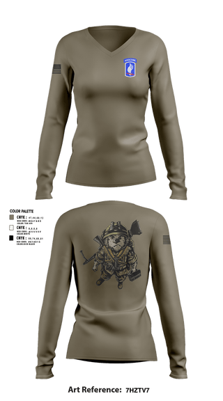 Womens Long Sleeve Vneck Shirt, Wombats, Army, Teamtime, Team time, sublimation, custom sports apparel, team uniforms, spirit wear, spiritwear, sports uniforms, custom shirts, team store, custom team store, fundraiser sports, apparel fundraiser
