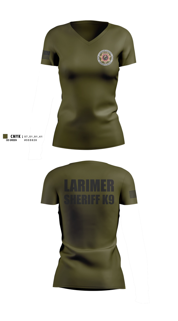 Womens Short Sleeve Vneck Shirt, Larimer County Sheriff K9, Police, Teamtime, Team time, sublimation, custom sports apparel, team uniforms, spirit wear, spiritwear, sports uniforms, custom shirts, team store, custom team store, fundraiser sports, apparel fundraiser