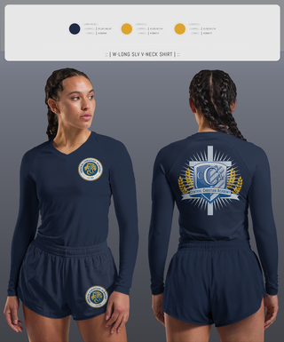 Womens Long Sleeve Vneck Shirt, Wichita Lions, Cross Country, Teamtime, Team time, sublimation, custom sports apparel, team uniforms, spirit wear, spiritwear, sports uniforms, custom shirts, team store, custom team store, fundraiser sports, apparel fundraiser