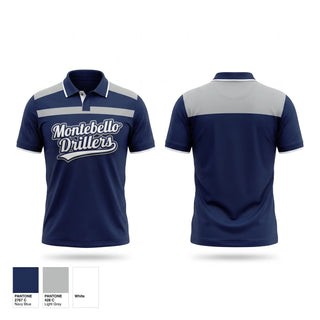 Short Sleeve Performance Polo, Montebello Drillers, Baseball, Teamtime, Team time, sublimation, custom sports apparel, team uniforms, spirit wear, spiritwear, sports uniforms, custom shirts, team store, custom team store, fundraiser sports, apparel fundraiser
