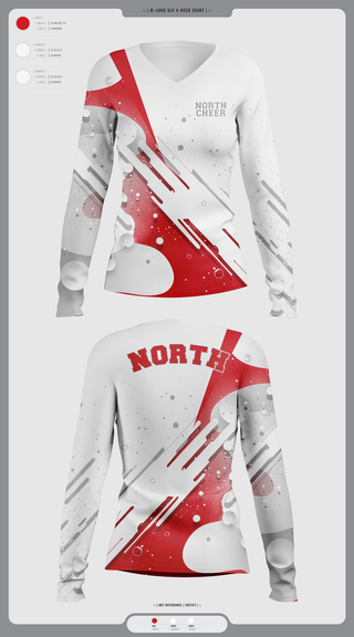 Womens Long Sleeve Vneck Shirt, North Attleborough High School Cheer, Cheer, Teamtime, Team time, sublimation, custom sports apparel, team uniforms, spirit wear, spiritwear, sports uniforms, custom shirts, team store, custom team store, fundraiser sports, apparel fundraiser