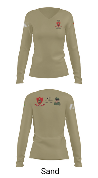 Womens Long Sleeve Vneck Shirt, CMLP41, Army, Teamtime, Team time, sublimation, custom sports apparel, team uniforms, spirit wear, spiritwear, sports uniforms, custom shirts, team store, custom team store, fundraiser sports, apparel fundraiser