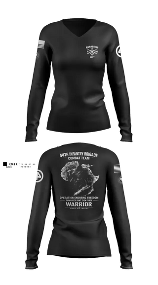 Womens Long Sleeve Vneck Shirt, 44th IBCT, Army, Teamtime, Team time, sublimation, custom sports apparel, team uniforms, spirit wear, spiritwear, sports uniforms, custom shirts, team store, custom team store, fundraiser sports, apparel fundraiser