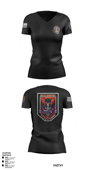 Delta Co, 2-13th AVN REGT_CADRE 68072137 Women's Short Sleeve V-neck Shirt - 6