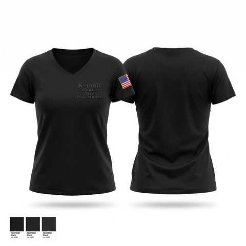 Womens Short Sleeve Vneck Shirt, Kermit volunteer Fire Department, Fire Department, Teamtime, Team time, sublimation, custom sports apparel, team uniforms, spirit wear, spiritwear, sports uniforms, custom shirts, team store, custom team store, fundraiser sports, apparel fundraiser