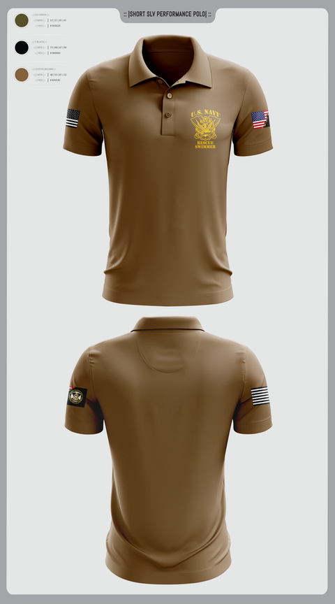 Short Sleeve Performance Polo, Aircrew Rescue Swimmer, , Teamtime, Team time, sublimation, custom sports apparel, team uniforms, spirit wear, spiritwear, sports uniforms, custom shirts, team store, custom team store, fundraiser sports, apparel fundraiser