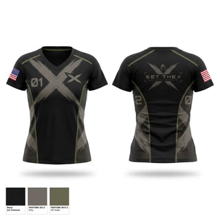 Womens Short Sleeve Vneck Shirt, Set the X, Police, Teamtime, Team time, sublimation, custom sports apparel, team uniforms, spirit wear, spiritwear, sports uniforms, custom shirts, team store, custom team store, fundraiser sports, apparel fundraiser