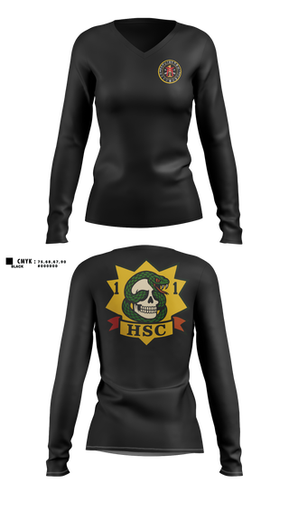 Womens Long Sleeve Vneck Shirt, HSC 1-1 SFG(A), Army, Teamtime, Team time, sublimation, custom sports apparel, team uniforms, spirit wear, spiritwear, sports uniforms, custom shirts, team store, custom team store, fundraiser sports, apparel fundraiser