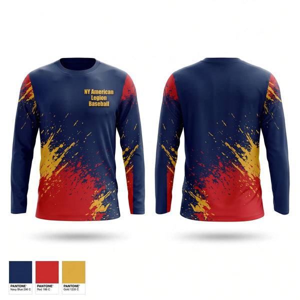 Long Sleeve Performance Shirt, NY American Legion Baseball, Baseball, Teamtime, Team time, sublimation, custom sports apparel, team uniforms, spirit wear, spiritwear, sports uniforms, custom shirts, team store, custom team store, fundraiser sports, apparel fundraiser