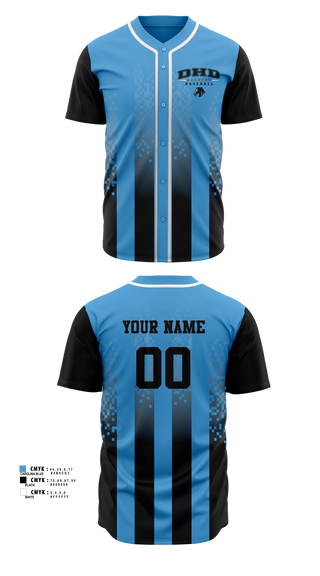 Full Button Baseball Jersey, DHD Broncos, Baseball, Teamtime, Team time, sublimation, custom sports apparel, team uniforms, spirit wear, spiritwear, sports uniforms, custom shirts, team store, custom team store, fundraiser sports, apparel fundraiser