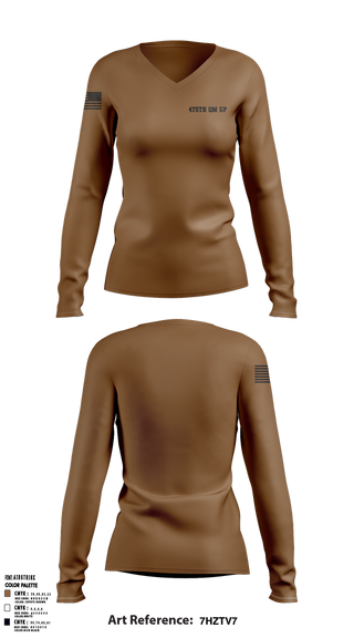 Womens Long Sleeve Vneck Shirt, 475th QM GP, , Teamtime, Team time, sublimation, custom sports apparel, team uniforms, spirit wear, spiritwear, sports uniforms, custom shirts, team store, custom team store, fundraiser sports, apparel fundraiser