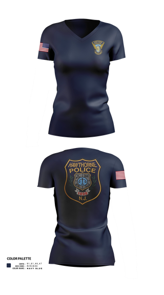 Womens Short Sleeve Vneck Shirt, Hawthorne Police Department, Police, Teamtime, Team time, sublimation, custom sports apparel, team uniforms, spirit wear, spiritwear, sports uniforms, custom shirts, team store, custom team store, fundraiser sports, apparel fundraiser