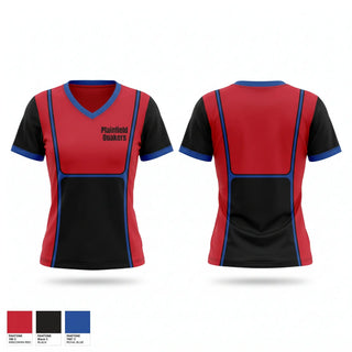 Womens Short Sleeve Vneck Shirt, Plainfield Quakers, Wrestling, Teamtime, Team time, sublimation, custom sports apparel, team uniforms, spirit wear, spiritwear, sports uniforms, custom shirts, team store, custom team store, fundraiser sports, apparel fundraiser