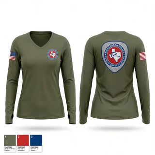 Womens Long Sleeve Vneck Shirt, Richardson Police Cadets, Police, Teamtime, Team time, sublimation, custom sports apparel, team uniforms, spirit wear, spiritwear, sports uniforms, custom shirts, team store, custom team store, fundraiser sports, apparel fundraiser