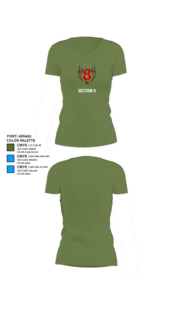 Womens Short Sleeve Vneck Shirt, Section 8, , Teamtime, Team time, sublimation, custom sports apparel, team uniforms, spirit wear, spiritwear, sports uniforms, custom shirts, team store, custom team store, fundraiser sports, apparel fundraiser