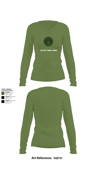 Womens Long Sleeve Vneck Shirt, Military Funeral Honors, , Teamtime, Team time, sublimation, custom sports apparel, team uniforms, spirit wear, spiritwear, sports uniforms, custom shirts, team store, custom team store, fundraiser sports, apparel fundraiser