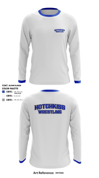 The Hotchkiss School / Hotchkiss Wrestling / Bearcats 19721687 Long Sleeve Rash Guard Shirt - 3