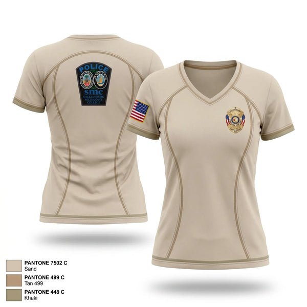 Womens Short Sleeve Vneck Shirt, Spartanburg Methodist Police, Police, Teamtime, Team time, sublimation, custom sports apparel, team uniforms, spirit wear, spiritwear, sports uniforms, custom shirts, team store, custom team store, fundraiser sports, apparel fundraiser