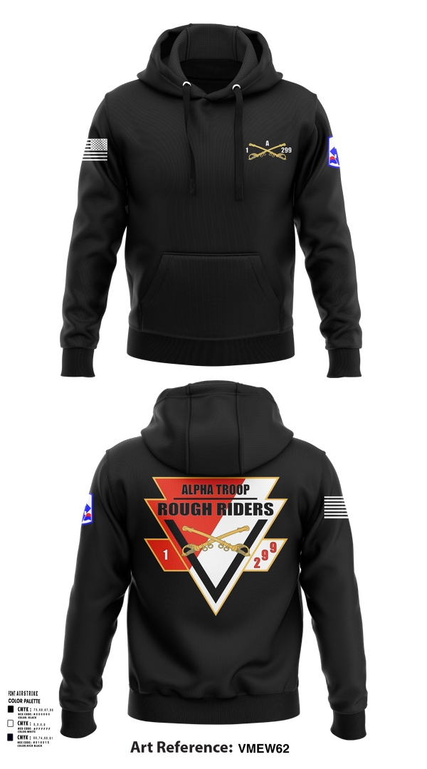 Hoodie, A Troop, 1st squadron-299th Calvary Regiment, , Teamtime, Team time, sublimation, custom sports apparel, team uniforms, spirit wear, spiritwear, sports uniforms, custom shirts, team store, custom team store, fundraiser sports, apparel fundraiser