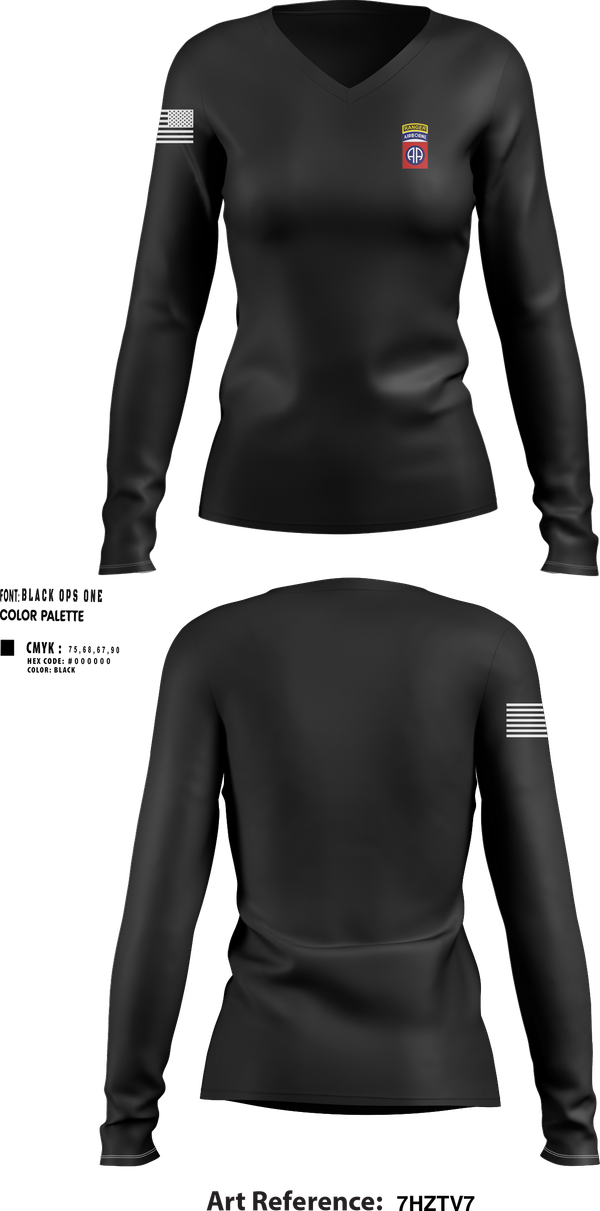 Womens Long Sleeve Vneck Shirt, 82nd airborne Division, , Teamtime, Team time, sublimation, custom sports apparel, team uniforms, spirit wear, spiritwear, sports uniforms, custom shirts, team store, custom team store, fundraiser sports, apparel fundraiser