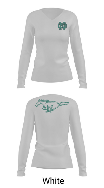 North Oldham Mustangs 77604898 Women's Long Sleeve V-neck Shirt - 16